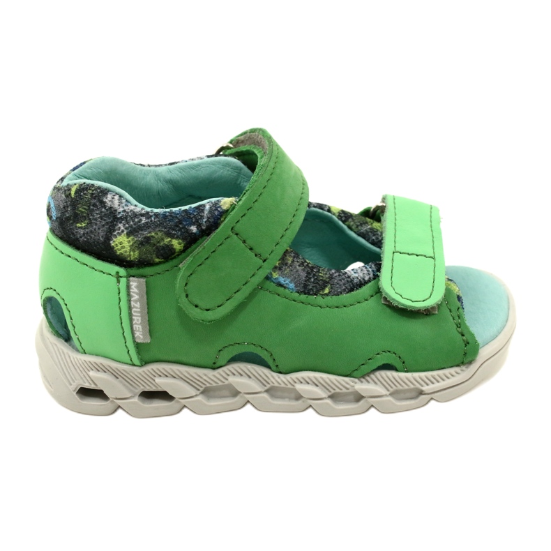 Sandalias de cuero para niños para velcro mazurek 1363 verde