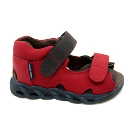 Sandalias de cuero para niños para velcro mazurek 1363 rojo