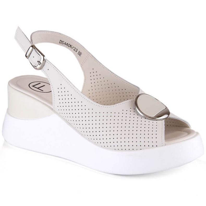 Sandalias con cuña de piel Filippo W DS4406 beige blanco
