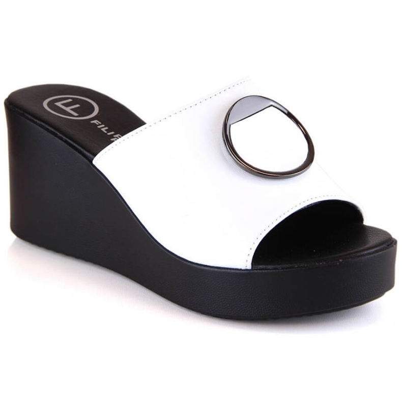 Mules con cuña de piel blanca Filippo DK4610 blanco Mules con cuña de piel blanca Filippo DK4610 blanco