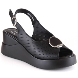 Sandalias con cuña de piel Filippo W DS4406 negro