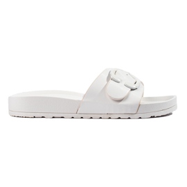 Chanclas shelovet blancas con hebilla blanco