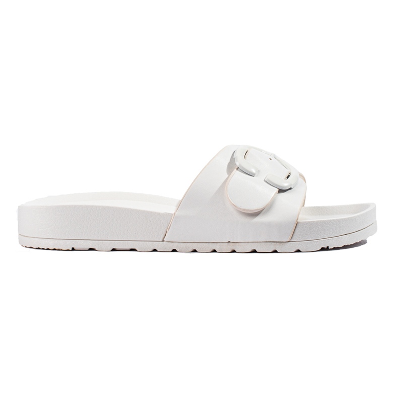Chanclas shelovet blancas con hebilla blanco