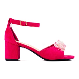 W. Potocki Sandalias de ante sobre poste con cristales Potocki fucsia rosado