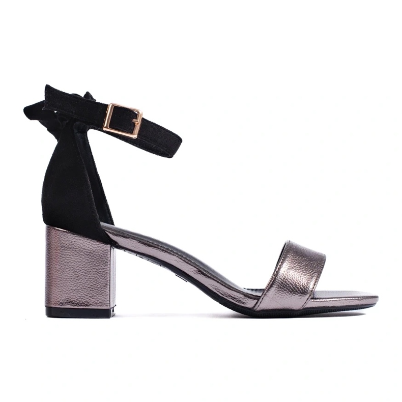 W. Potocki Sandalias negras y plateadas con lazo de Potocki negro W. Potocki Sandalias negras y plateadas con lazo de Potocki negro