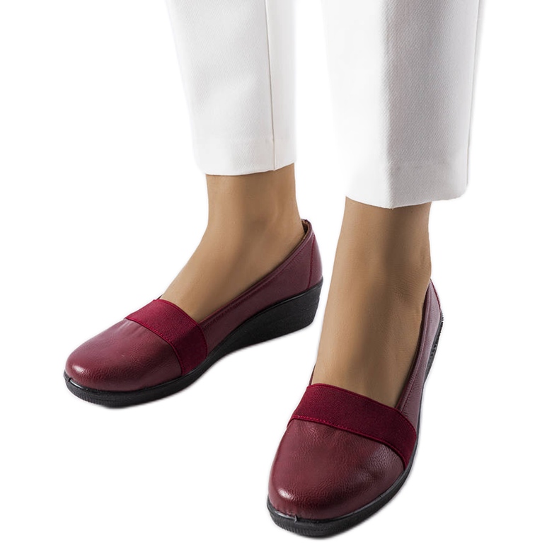 Zapatos de cuña burdeos de Bisson rojo