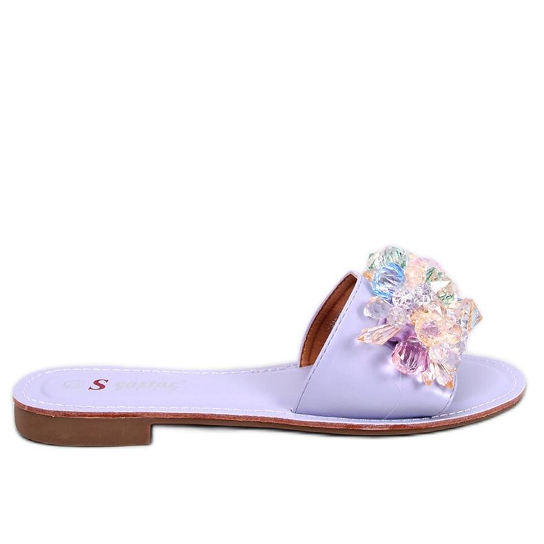 Seastar Estrada Pantuflas moradas con piedras de colores púrpura