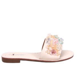 Chanclas Estrada Beige con piedras de colores