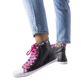 Botines florales negros de Marphisa