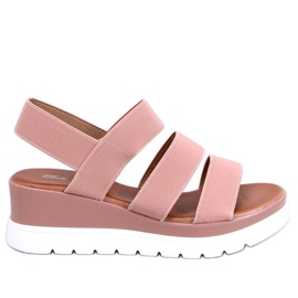 Sandalias Cregger nude con cuña rosa
