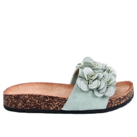 Zapatillas casa de corcho con flores Verde Brice