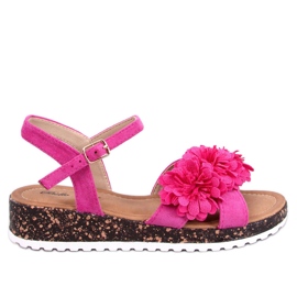 Sandalias cuña flores Hahn Fucsia rosa