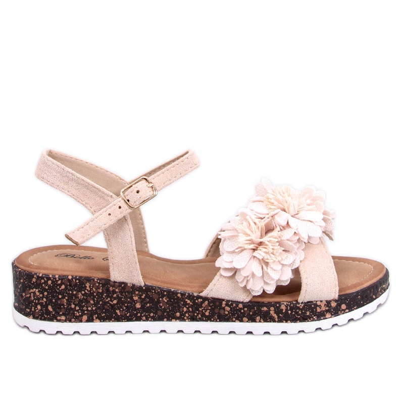 Sandalias de cuña con diseño floral en beige de Hahn Sandalias de cuña con diseño floral en beige de Hahn