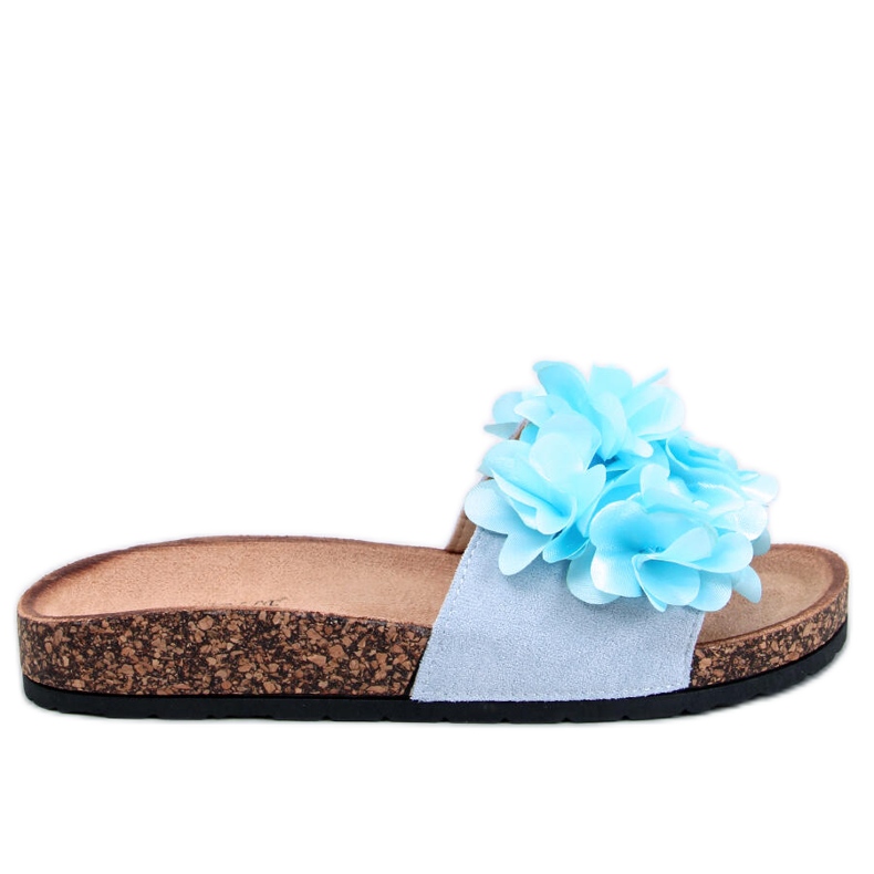 Zapatillas casa de corcho con flores Azul Gardner
