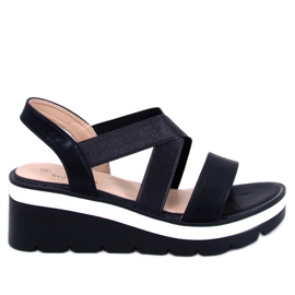Sethi Sandalias cuña negras negro