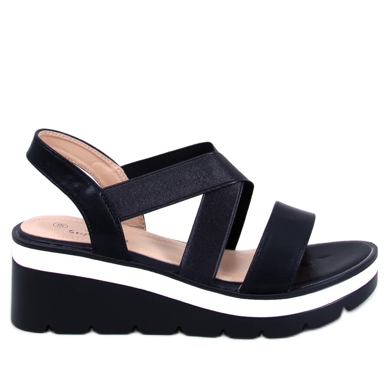 Sethi Sandalias cuña negras negro