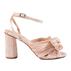 Sandalias tacón Shelovet beige en tejido