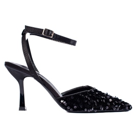 Sandalias brocadas de mujer en el pin Shelovet negro