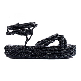 Sandalias con plataforma tejida Shelovet en negro