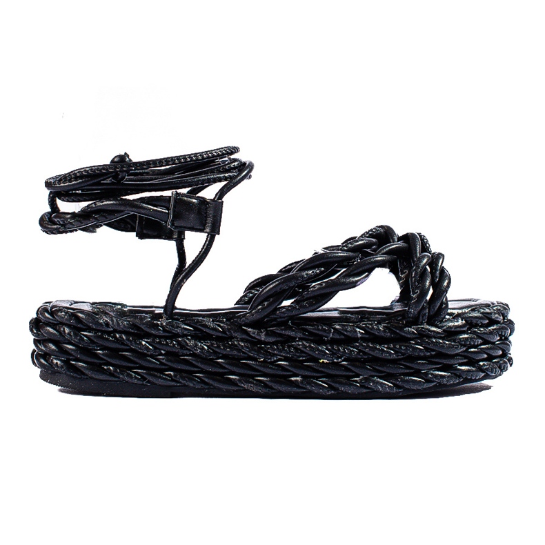 Sandalias con plataforma tejida Shelovet en negro