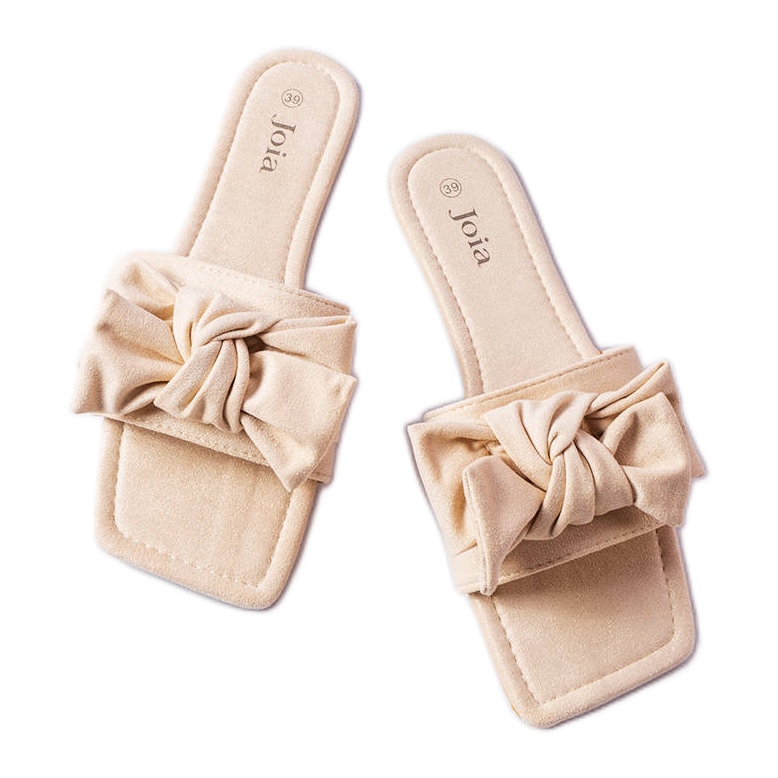 BM Chanclas elegantes beige con lazo de Thériault