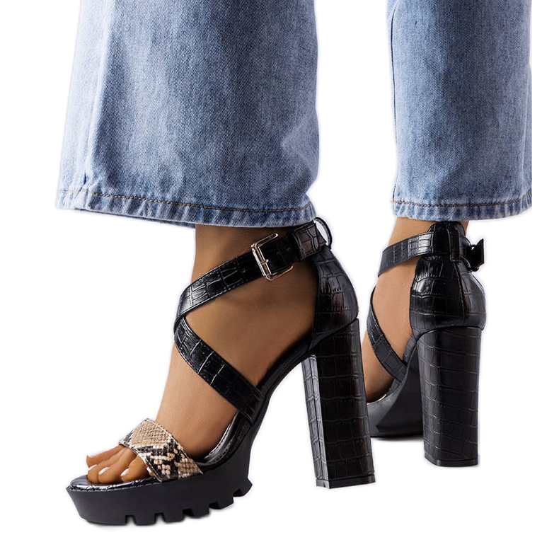 Sandalias con estampado de serpiente marrones de Trépanier marrón Sandalias con estampado de serpiente marrones de Trépanier marrón