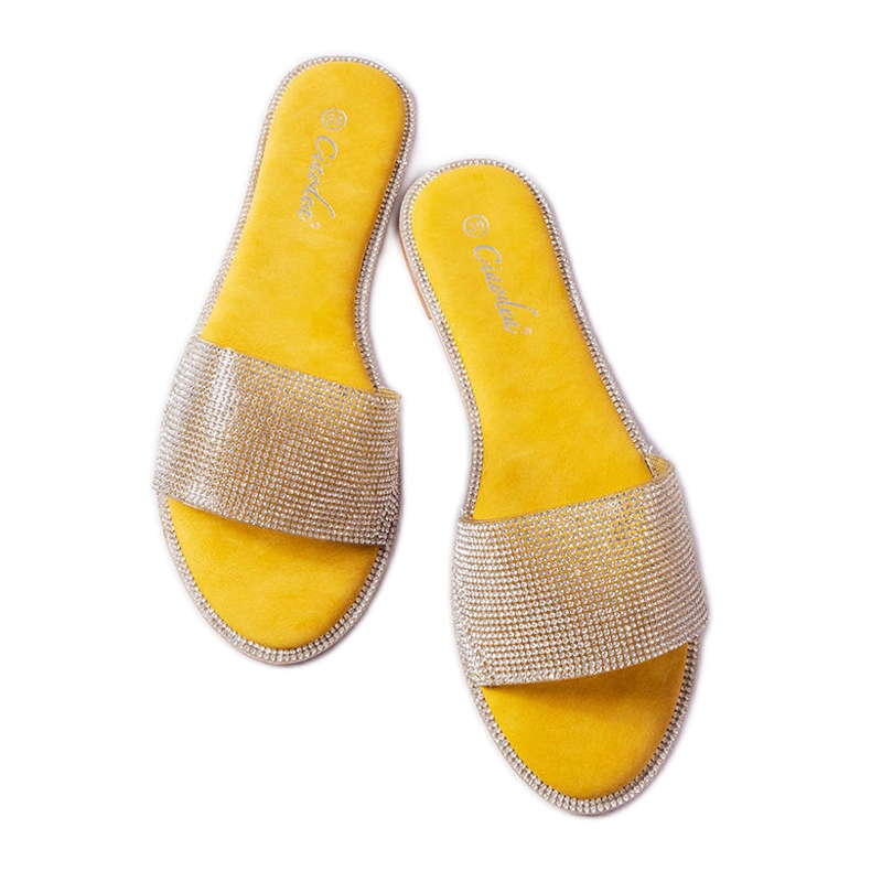 Chanclas amarillas decoradas con pedrería Guilmette amarillo