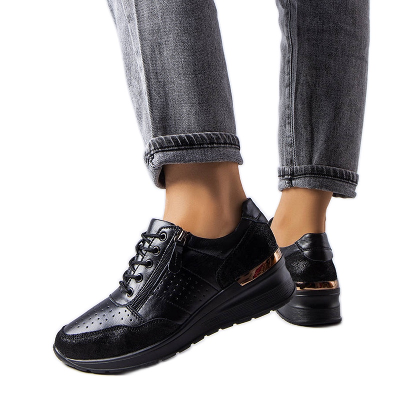Zapato jazzar piel calado negro