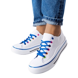 Zapatillas con plataforma blancas y azules de Bois blanco