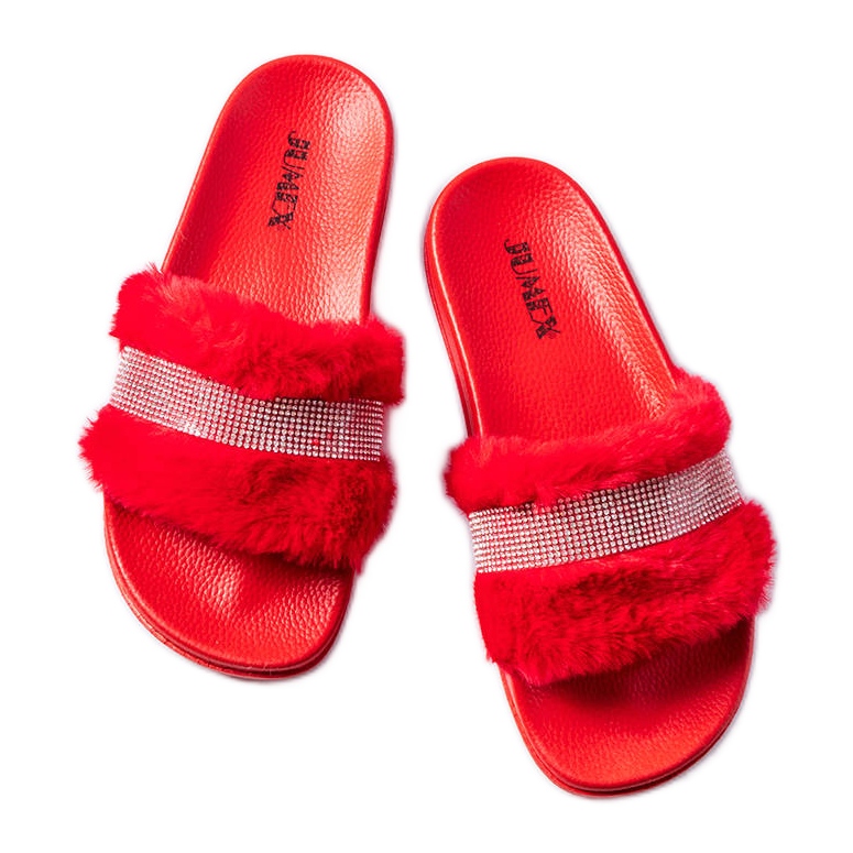 Chanclas pelo rojo con pedrería de Carrito