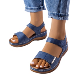 Sandalias de cuña baja azul marino de Vallis