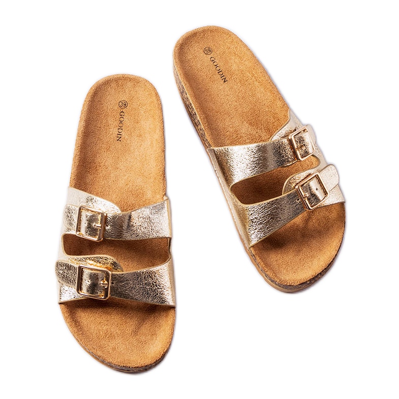 Chanclas doradas con suela de corcho Cincinna dorado