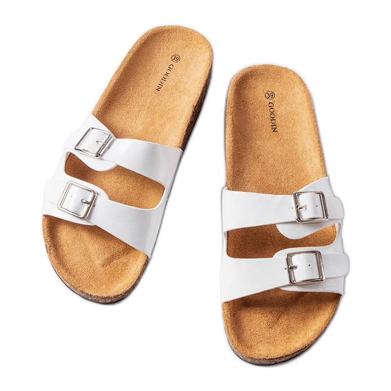 Chanclas con suela de corcho blanco Cincinna Chanclas con suela de corcho blanco Cincinna