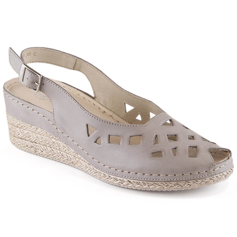 Cómodas sandalias cuña mujer piel gris Helios 110-33
