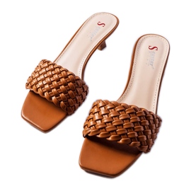 Sandalias marrones de tacón bajo de Burbank marrón Sandalias marrones de tacón bajo de Burbank marrón