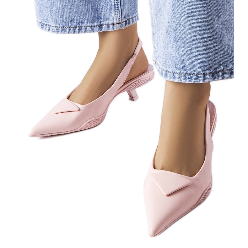 Sandalias rosas de tacón bajo de Gougeon. rosado Sandalias rosas de tacón bajo de Gougeon. rosado