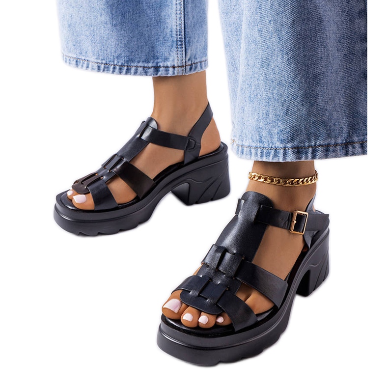 Sandalias negras con tacón de aguja Sunset negro