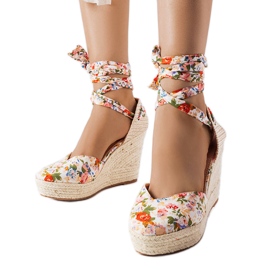 Alpargatas con cuña floral Larivière beige