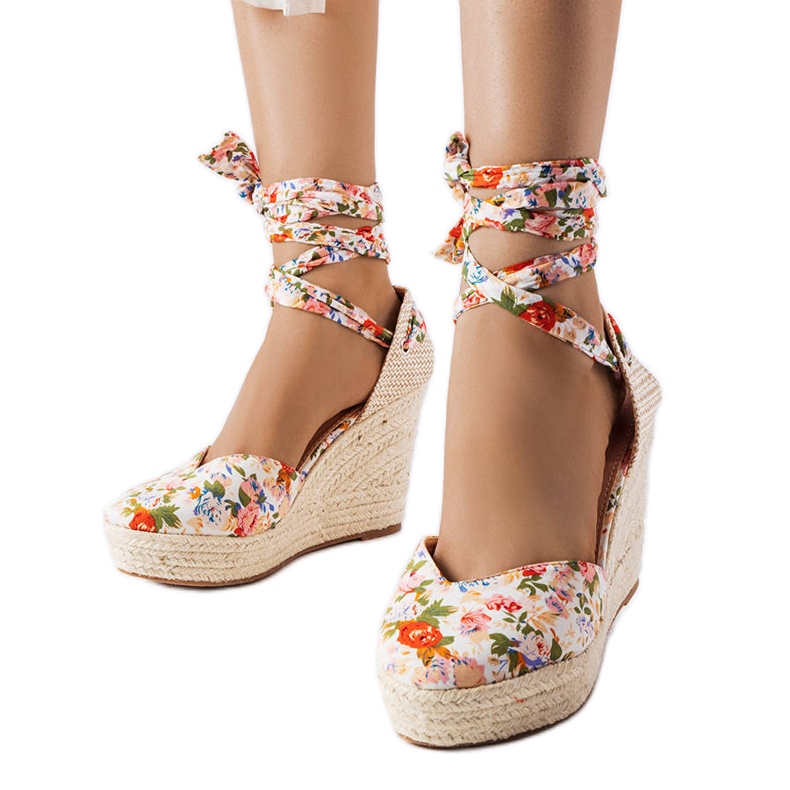 Alpargatas con cuña floral Larivière beige