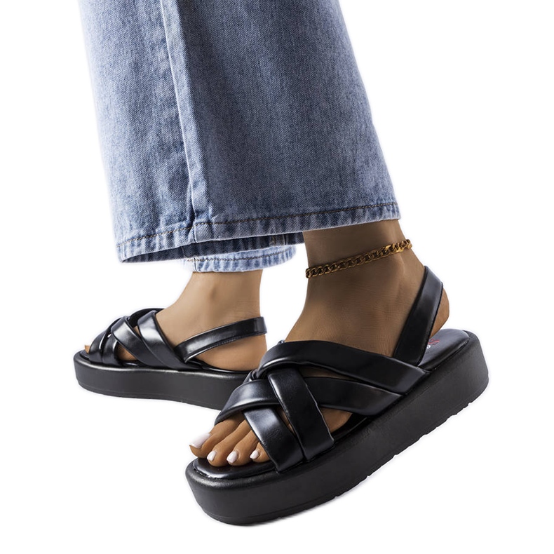 Sandalias negras con plataforma de herradura negro