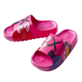 Chanclas rosa oscuro con estampados rosado