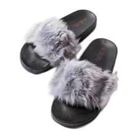 Babuchas grises con pelo de Genevre Babuchas grises con pelo de Genevre