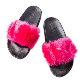 Pantuflas rosas con pelo de Genevre rosado Pantuflas rosas con pelo de Genevre rosado