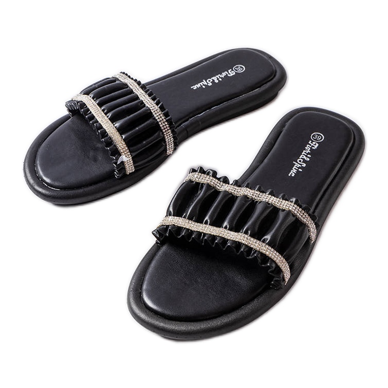Chanclas negras con pedrería Anapor negro