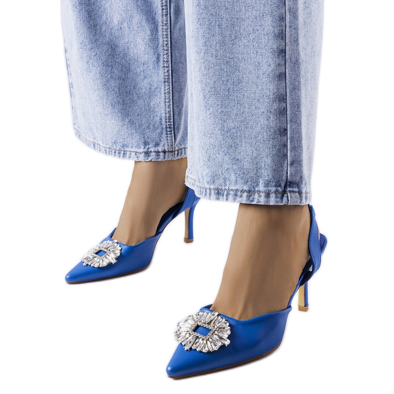 Zapatos de salón Moïse con pedrería azul