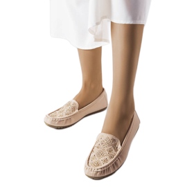 Mocasines beige decorados con pedrería Gamache