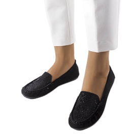 Mocasines negros decorados con pedrería Gamache