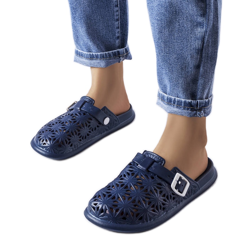 Chanclas de goma caladas azul marino de Peverell