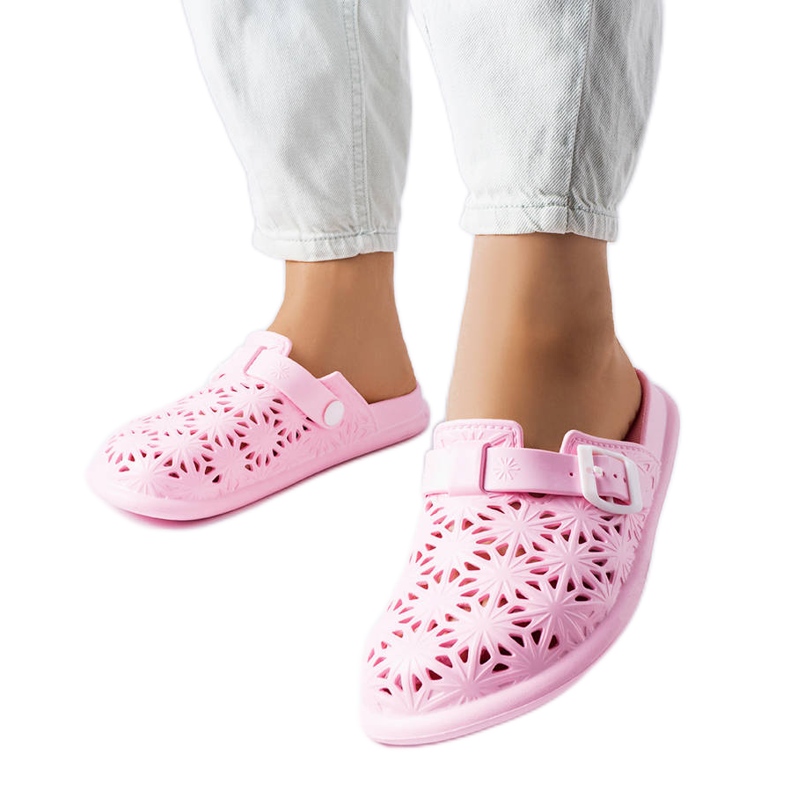 Chanclas de goma caladas rosas de Peverell rosado
