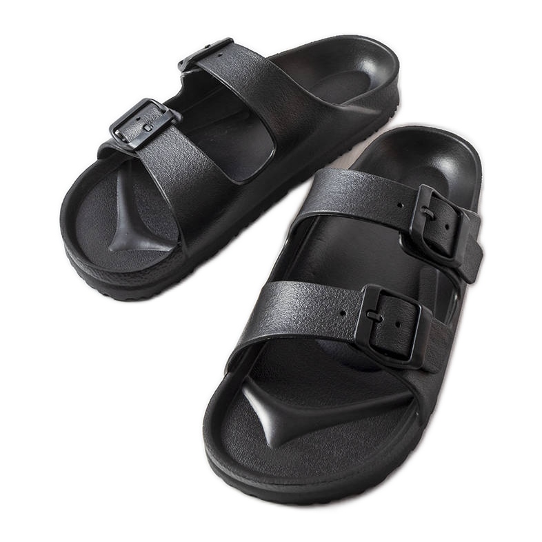 Chanclas de goma negras con hebillas de Eugene negro